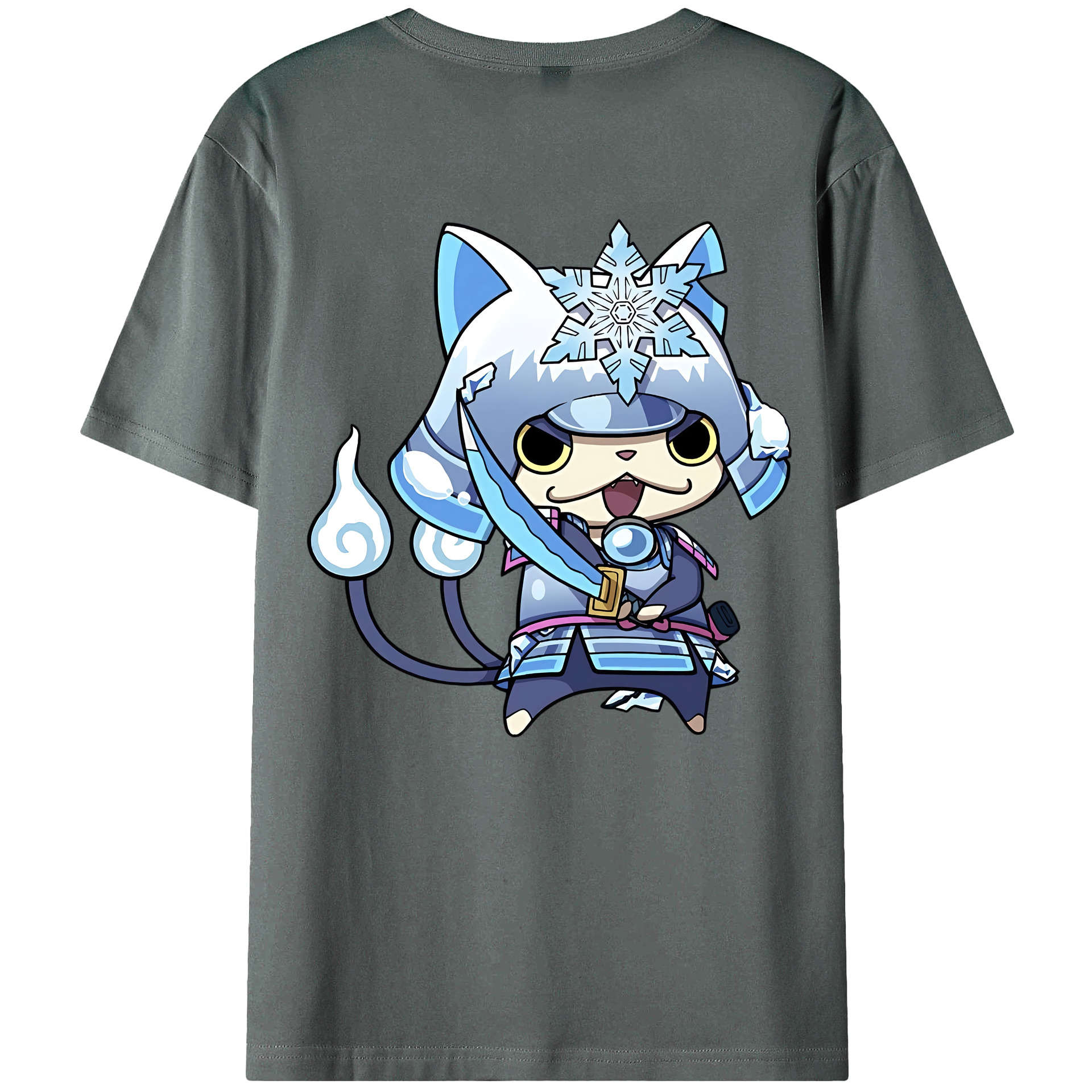 （画像用） 妖怪ウォッチ Yo-kai Watch 綿100％ メンズ半袖Tシャツ（バックプリント） 通気性